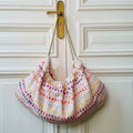 Sac Bénédicte en tweed rose, orange, bleu ciel et vert tissé et fabriqué en France