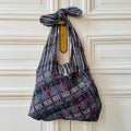 Sac Angèle en tweed noir, blanc, gris, rose, lilas, et bleu tissé et fabriqué en France