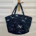Sac Sébastien en tweed bleu, blanc, noir, jaune et corail  tissé et fabriqué en France