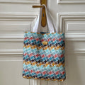 Sac Vivien en tweed jaune moutarde, marron, bleu, vert d'eau et corail tissé et fabriqué en France